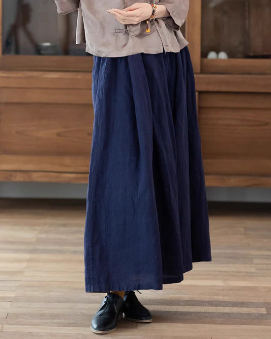 Linen Skirt Pants in Purplish Blue