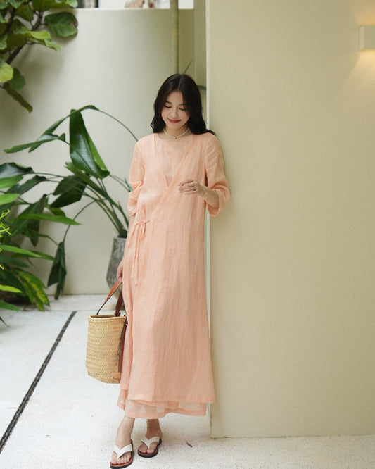 Zen Style Long Dress in Peach