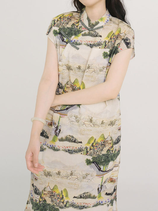 Chinese Painting Cheongsam Qipao Dress