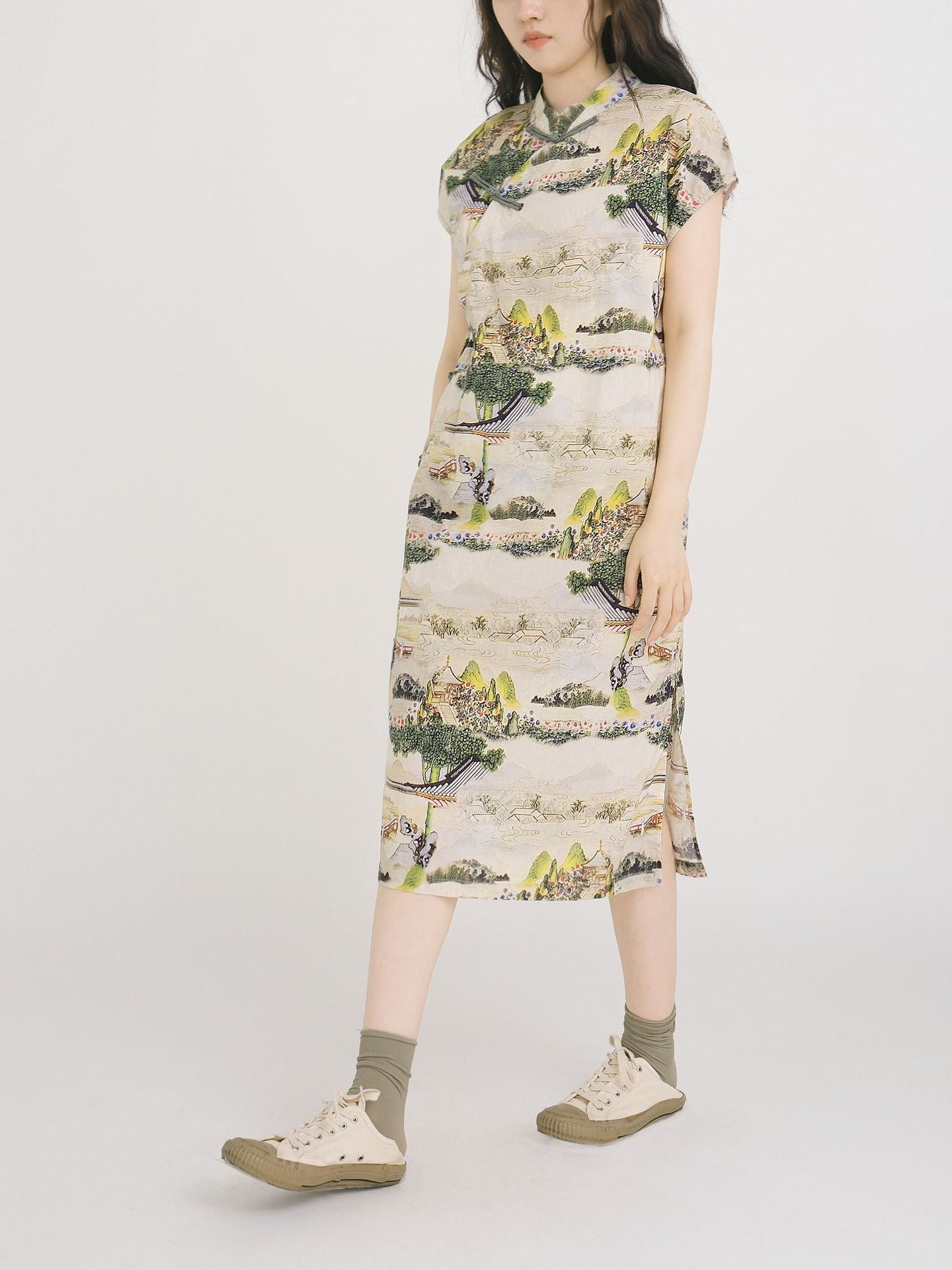 Chinese Painting Cheongsam Qipao Dress