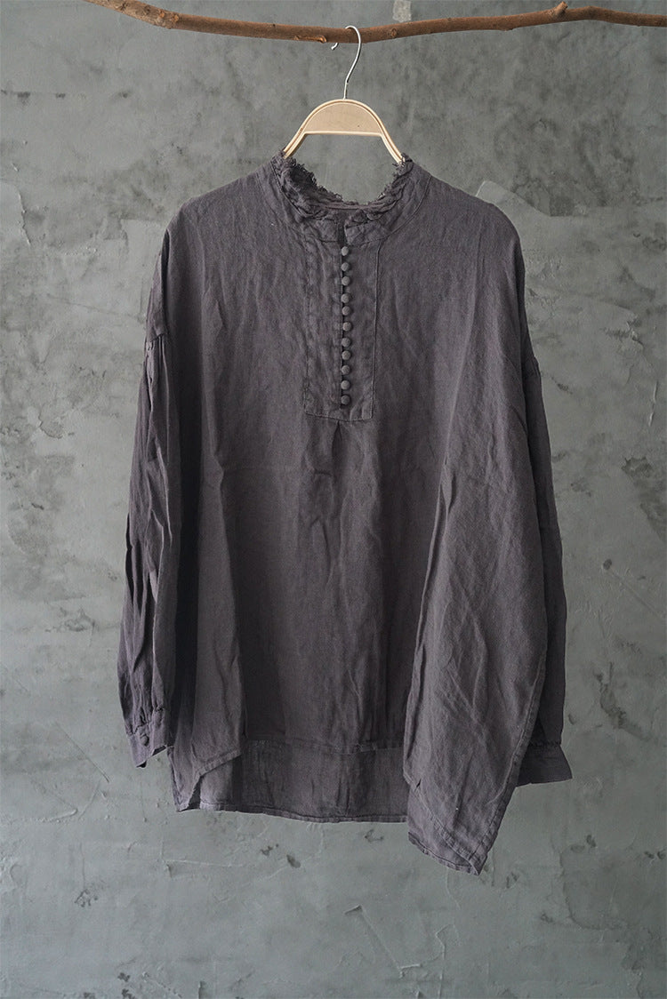 French Style Linen Top in Grey