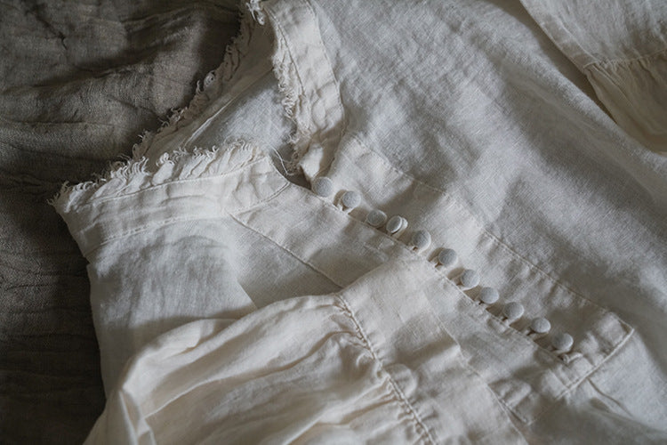 French Style Linen Top in White