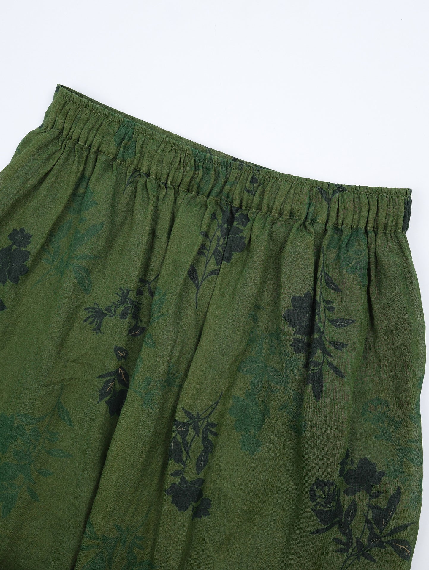 Green Floral Chinese Button Skirt