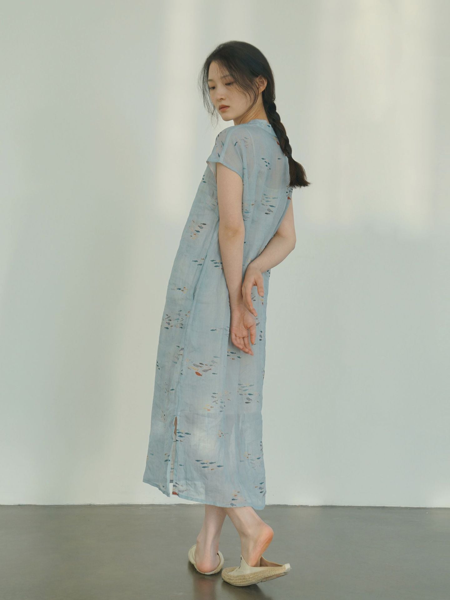 Little Fish Cheongsam Qipao Dress in Blue