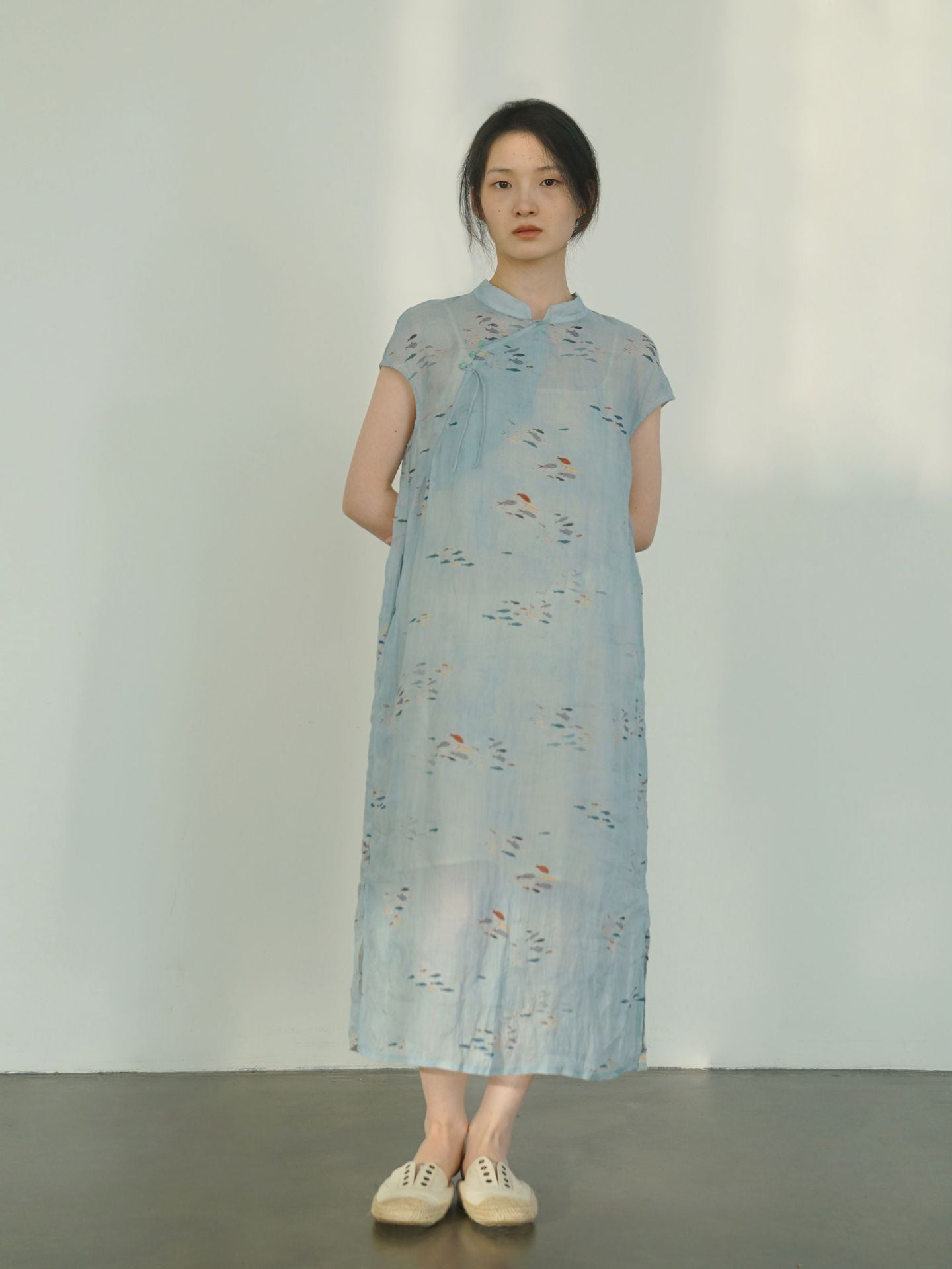 Little Fish Cheongsam Qipao Dress in Blue