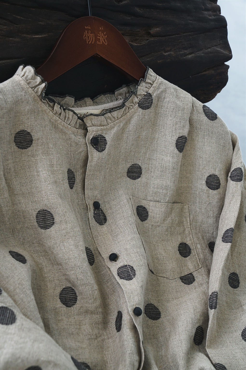 Polka Dot Print Button Shirt