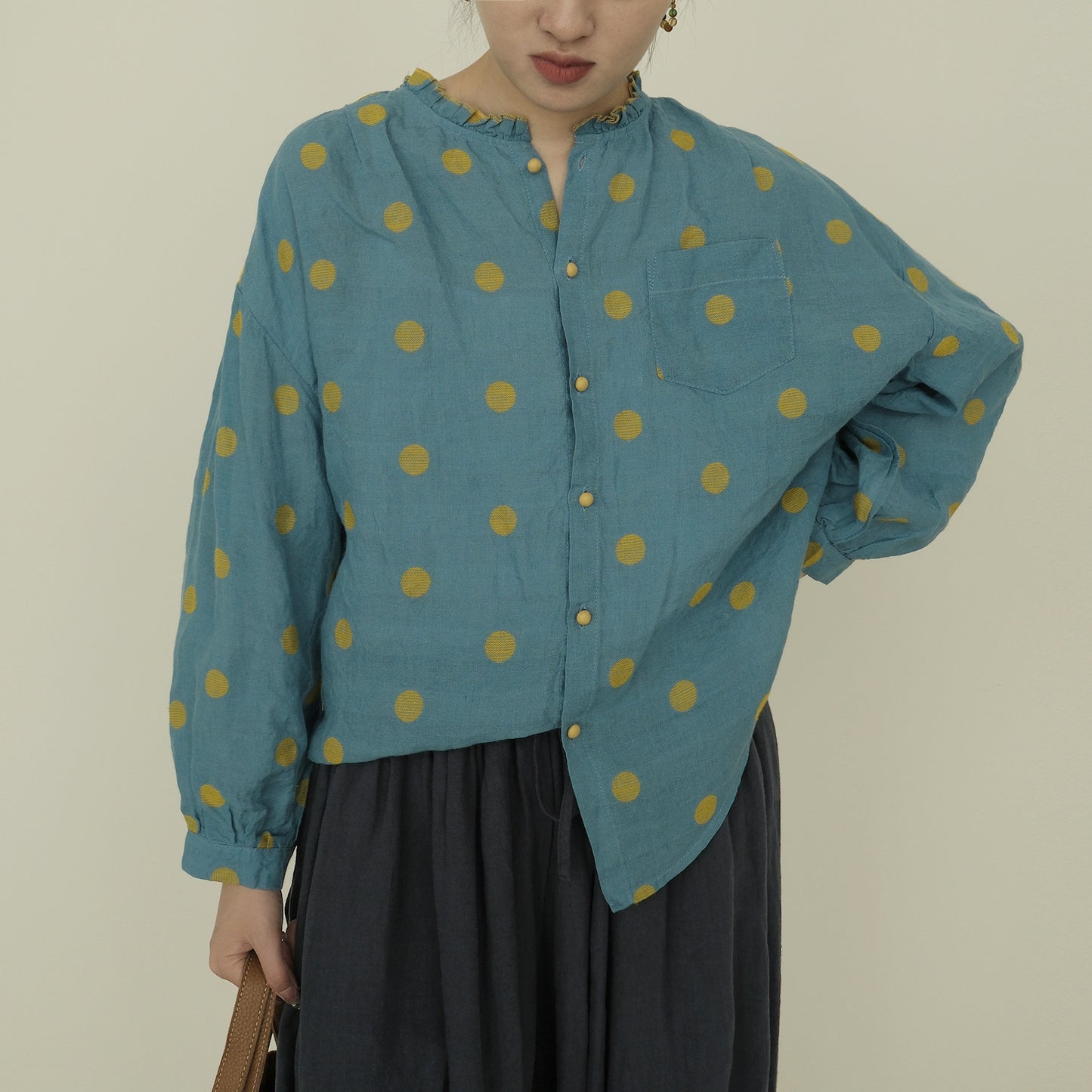 Polka Dot Print Button Shirt