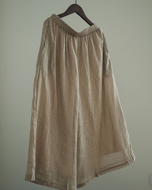 Ramie Skirt Pants in Light Brown