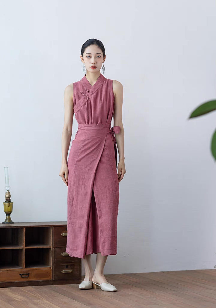 Dazhuo Tibetan Dress in Dusty Pink