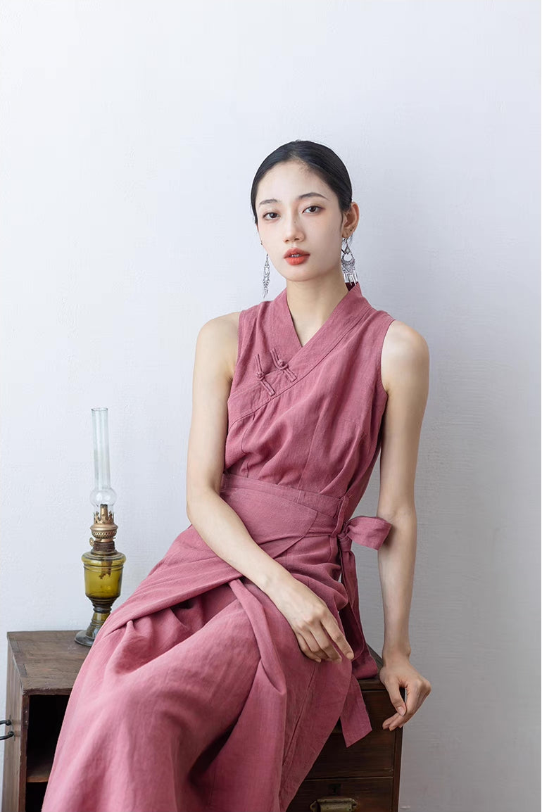 Dazhuo Tibetan Dress in Dusty Pink