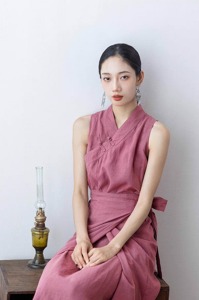 Dazhuo Tibetan Dress in Dusty Pink