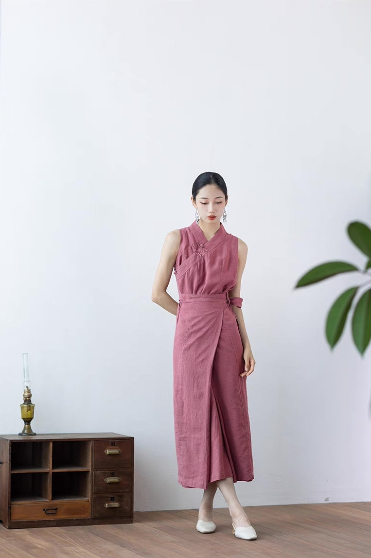 Dazhuo Tibetan Dress in Dusty Pink